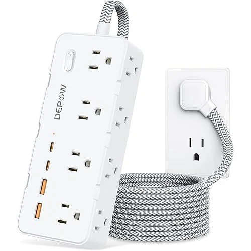 Depow 8-Outlet 4-USB 1700J Surge Protector Power Strip with 5ft Cord