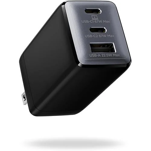 Wegear 3-in-1 67W GaN Dual USB-C & 22.5W USB-A Wall Charger