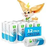 EBL CR123A 1600mAh 123A 123 3V Lithium Batteries (12-Pack)
