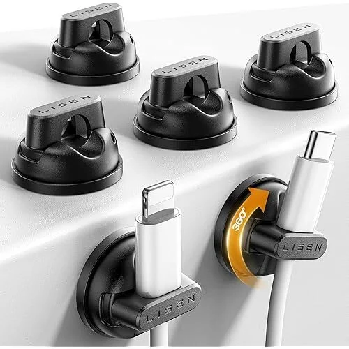 Lisen Magnetic Rotatable Charging Cord Holder (6-Pack) with Strong Adhesive