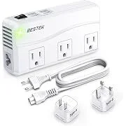 Bestek 7-in-1 220V to 110V Voltage Convertor 4-USB Travel Power Strip with Adapter Plugs