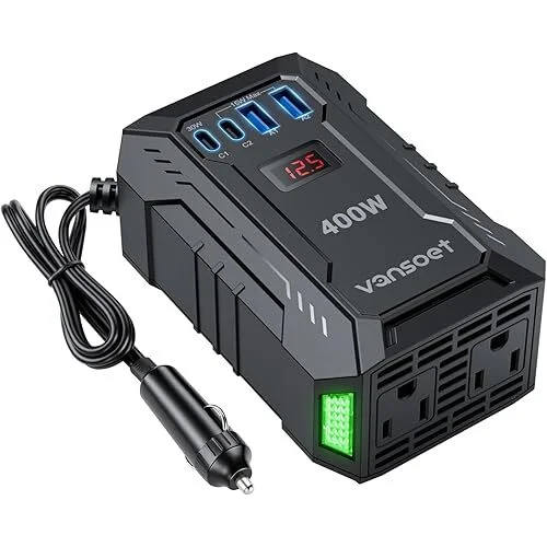 vansoet 400W Power Inverter for Vehicles w/ Dual AC Outlets & USB-C Ports