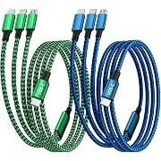 Mpatiby 3-in-1 4' Nylon Braided USB-C Multi Charging Cable (2-Pack)