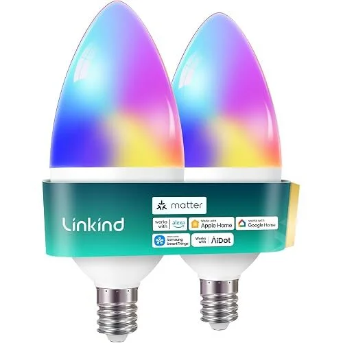 Linkind E12 500-Lumen Candelabra Color Smart Bulbs (2-Pack)