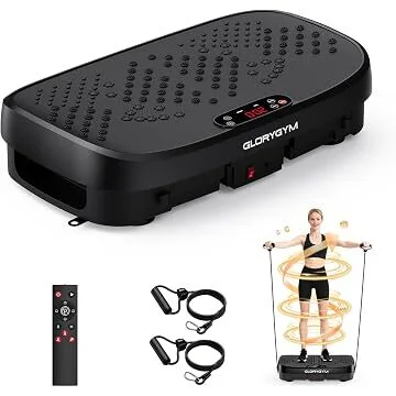 GloryGym 150W 120-Speed Corded Vibration Plate Exercise Machine with Bands