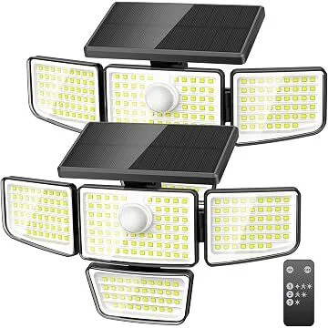 Adewalk 4000lm Waterproof Solar Outdoor LED Flood Lights (2-Pack) w/ Remote