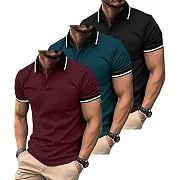 Zity Men's Short Sleeve Athletic Golf Polo Shirt (3-Pack)