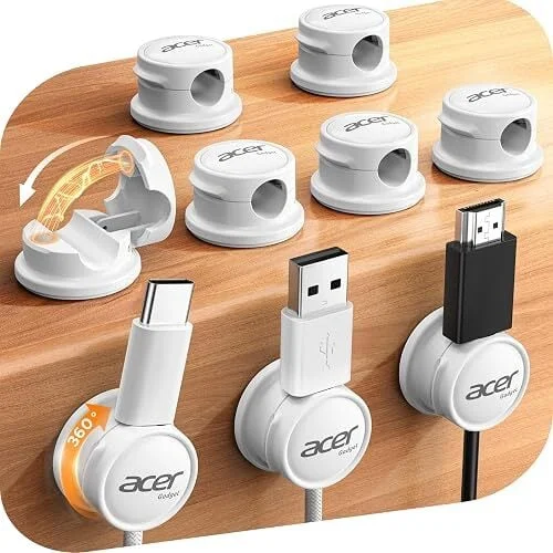 Acer Magnetic Rotatable Cable Clip Cord Holders (9-Pack)