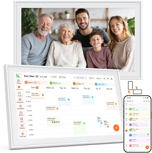 Bunosdias 15.6" Digital Calendar & Picture Frame (Syncs with Google, Outlook, More)