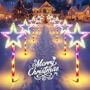 Halhsap 21.65' 10-Modes 150-LEDs Waterproof Solar Christmas Pathway Lights (10-Pack)