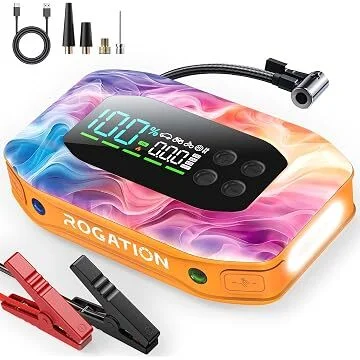 Rogation 3000V Car Jump Starter, 150PSI Tire Inflator & 14,800mAh 33W Charging Portable Charger
