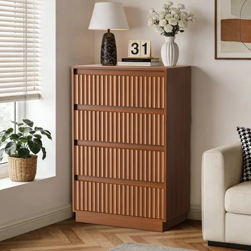 UPGO 25.3" 5-Drawer Fluted Wooden Dresser