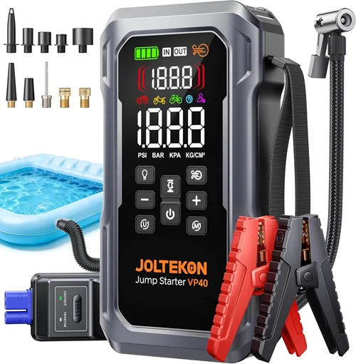 Joltekon 9-in-1 160PSI Tire Inflator 6000A Car Battery Jump Starter Kit