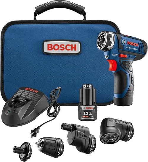 Bosch GSR12V-140FCB22 12V Max Drill/Driver with 5-In-1 Flexiclick System & 2x 2.0 Ah Batteries
