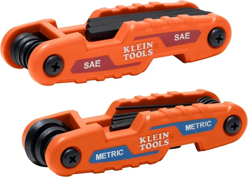 Klein Tools Compact Folding SAE & Metric Hex Key Kit (17-Key, 2-Piece)