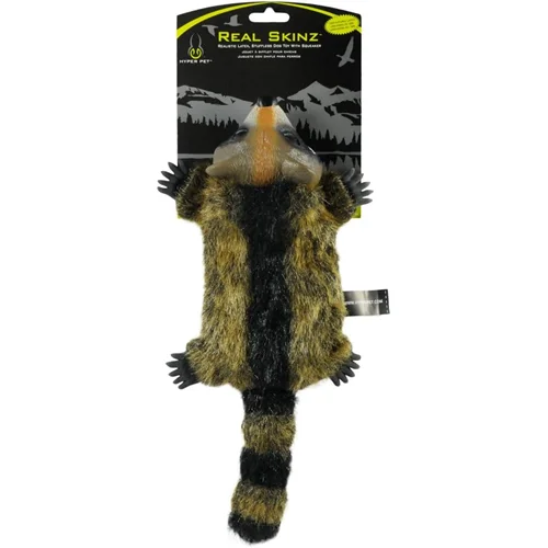 Hyper Pet Real Skinz Raccoon Multi-Textured Plush Dog Toy