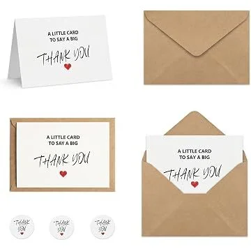 Laimiku 4x6" 350GSM Thank You Cards with Envelopes (25-Pack)