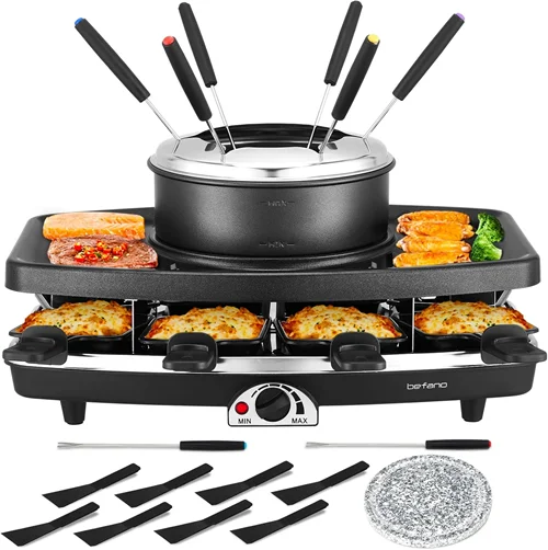 Befano 3-in-1 1100W Electric Raclette Grill With Fondue Pot