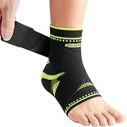 Soloever Compression Ankle Brace with Dual Silicone Pads & Wraparound Strap