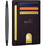 Nopowali RFID Blocking Genuine Leather Slim Mens Wallet