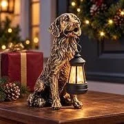 Lyeasw 7.6" Solar Dog Statue w/ Lantern