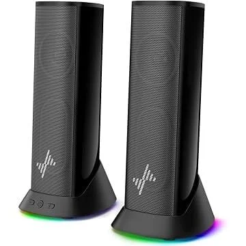 Nylavee SK700 USB-Powered 8W Stereo PC Speakers w/ RGB Lighting, 3.5mm Aux