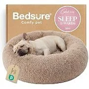 Bedsure 30"x30"x8" Washable Medium Donut Calming Dog Bed