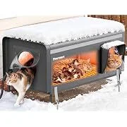 Pawtners 32" Metal Frame Insulated Weatherproof Heated Outdoor Cat House