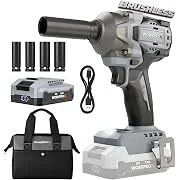 Workpro X Series 20V Brushless Cordless Impact Wrench Kit with Battery, Accessories