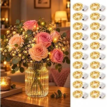 Libfugor 6.6ft Battery-operated 20-LED Warm White Fairy Lights (20-Pack)